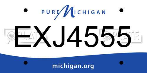 EXJ4555 Michigan License Plate