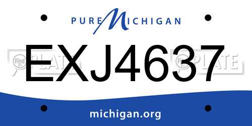 EXJ4637 Michigan License Plate