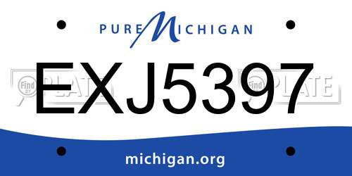 EXJ5397 Michigan License Plate