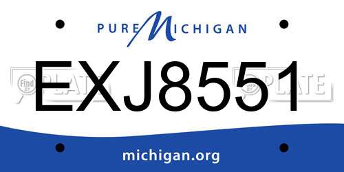 EXJ8551 Michigan License Plate