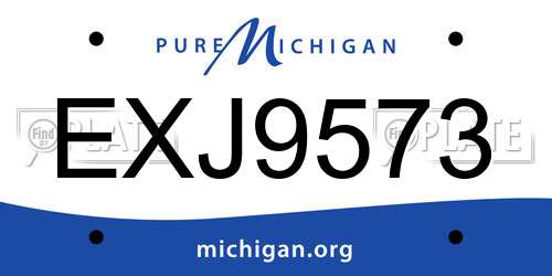 EXJ9573 Michigan License Plate
