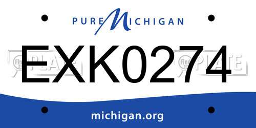 EXK0274 Michigan License Plate