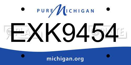 EXK9454 Michigan License Plate