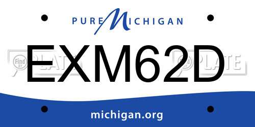 EXM62D Michigan License Plate