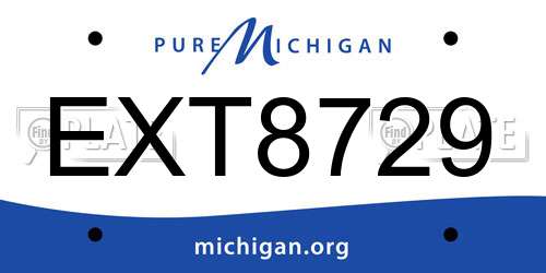 EXT8729 Michigan License Plate