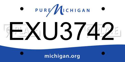 EXU3742 Michigan License Plate