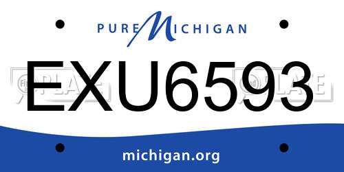 EXU6593 Michigan License Plate