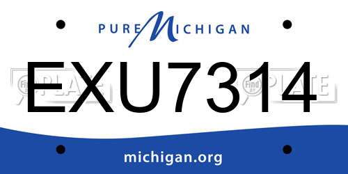 EXU7314 Michigan License Plate
