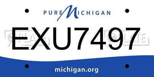 EXU7497 Michigan License Plate
