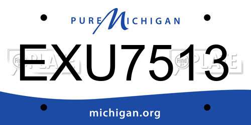 EXU7513 Michigan License Plate