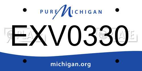 EXV0330 Michigan License Plate