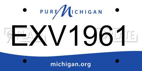 EXV1961 Michigan License Plate
