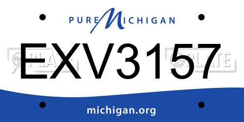 EXV3157 Michigan License Plate