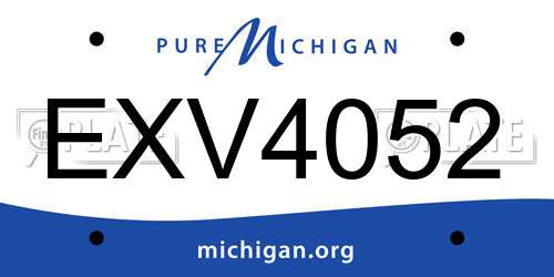 EXV4052 Michigan License Plate