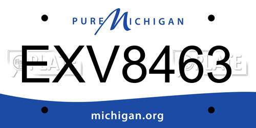 EXV8463 Michigan License Plate