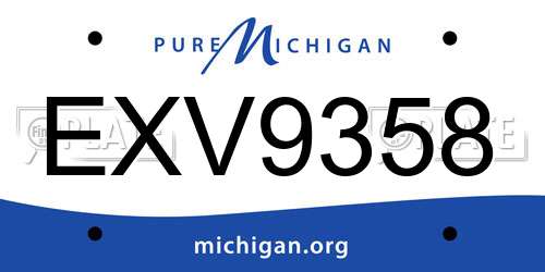 EXV9358 Michigan License Plate