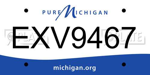 EXV9467 Michigan License Plate