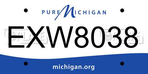 EXW8038 Michigan License Plate