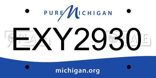 EXY2930 Michigan License Plate