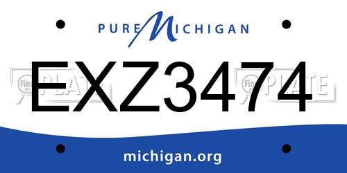 EXZ3474 Michigan License Plate