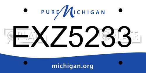 EXZ5233 Michigan License Plate