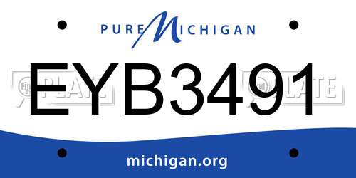 EYB3491 Michigan License Plate