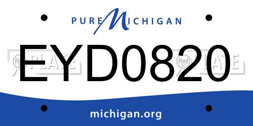 EYD0820 Michigan License Plate
