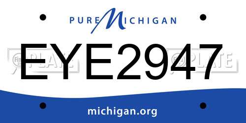 EYE2947 Michigan License Plate