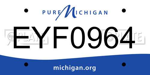 EYF0964 Michigan License Plate