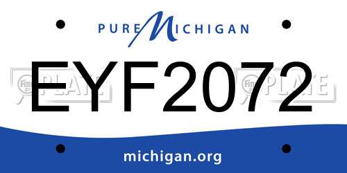 EYF2072 Michigan License Plate