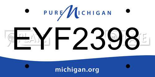 EYF2398 Michigan License Plate