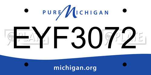 EYF3072 Michigan License Plate
