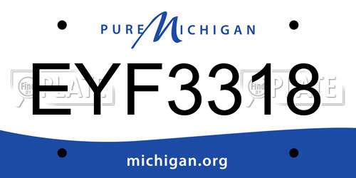 EYF3318 Michigan License Plate