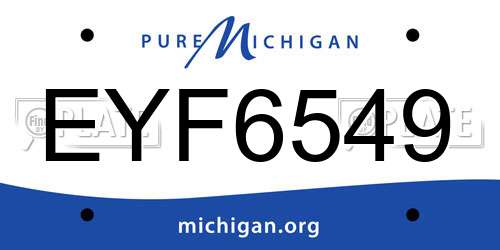 EYF6549 Michigan License Plate