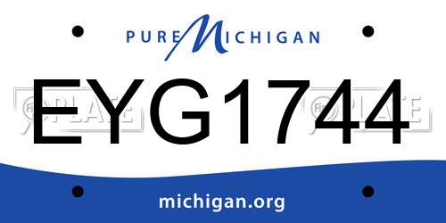 EYG1744 Michigan License Plate