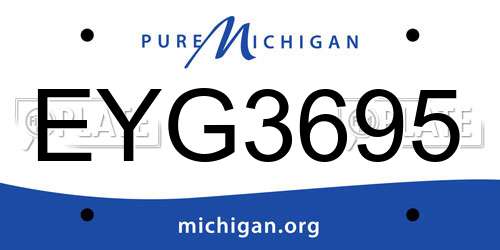 EYG3695 Michigan License Plate