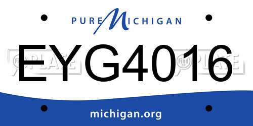 EYG4016 Michigan License Plate