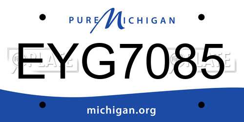 EYG7085 Michigan License Plate