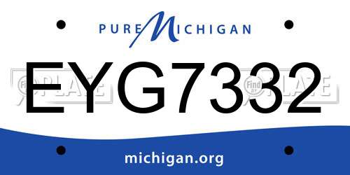 EYG7332 Michigan License Plate
