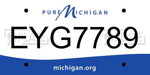 EYG7789 Michigan License Plate