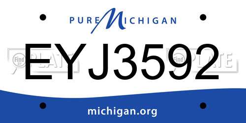EYJ3592 Michigan License Plate