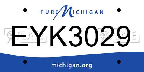 EYK3029 Michigan License Plate