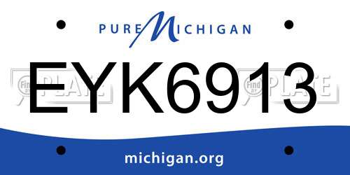 EYK6913 Michigan License Plate
