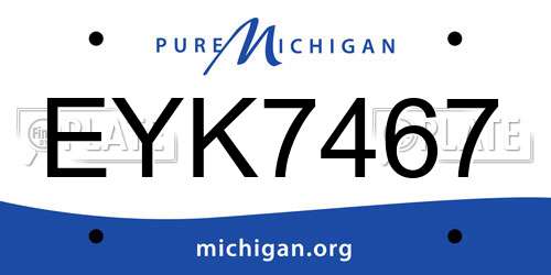 EYK7467 Michigan License Plate