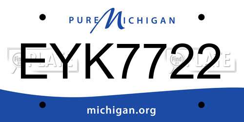 EYK7722 Michigan License Plate