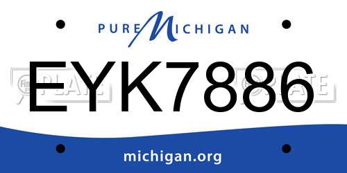 EYK7886 Michigan License Plate