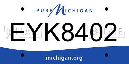 EYK8402 Michigan License Plate