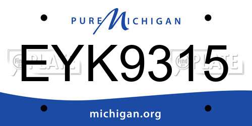 EYK9315 Michigan License Plate