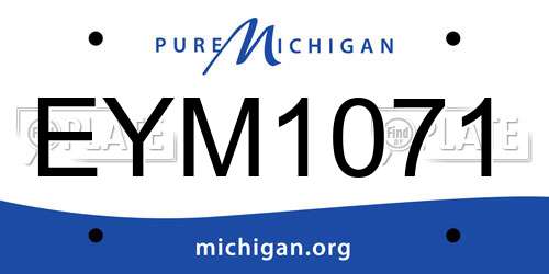 EYM1071 Michigan License Plate