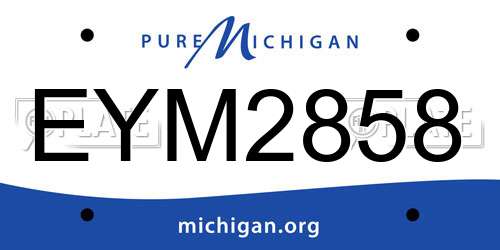 EYM2858 Michigan License Plate